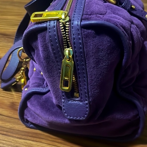 Y2K Juicy Couture Purple Velvet Satchel Handbag Purse, one size, EUC - Picture 6 of 7